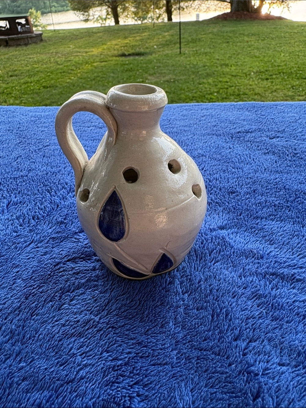 Williamsburg Pottery Flower Frog Salt Glaze Jug